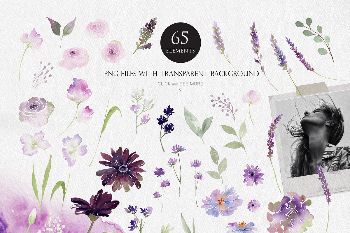 Watercolor Bundle -Purple Collection, an Illustration by Beigetime (Photo 3 of 8)
