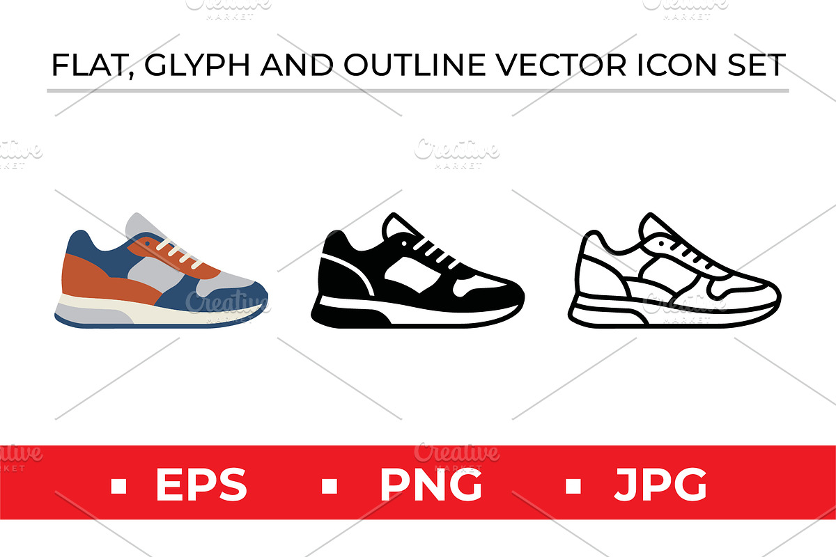 Sneaker Icons Vector Set Color Black, an Outline Icon by Artonix (Photo 1 of 2)