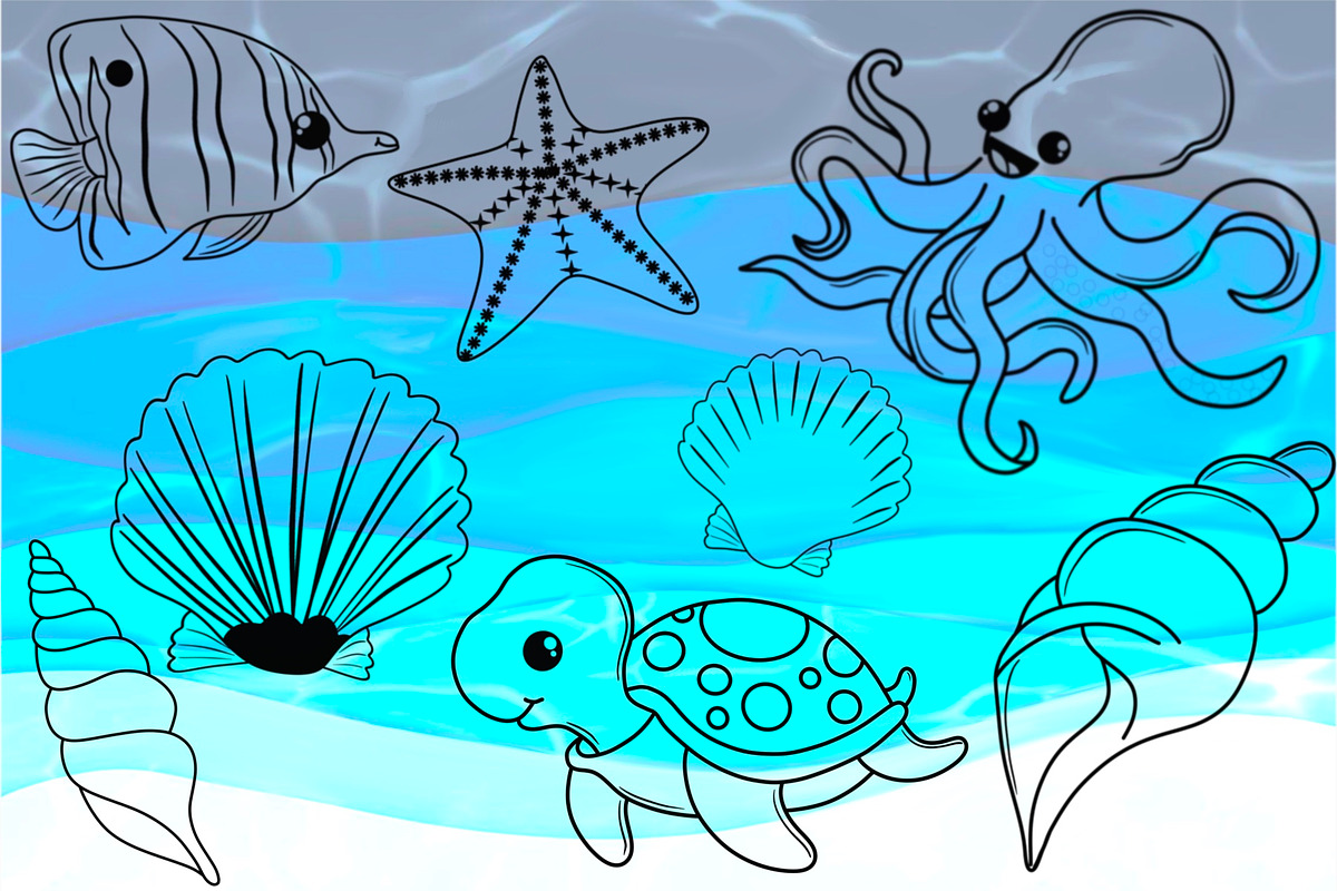 Ocean Life Digital Stamps, a Graphic by Favorites_Art (Photo 10 of 17)