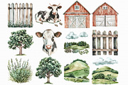 Watercolor Cow Clipart, an Illustration by Libby Wishes (Thumbnail 3 of 7)