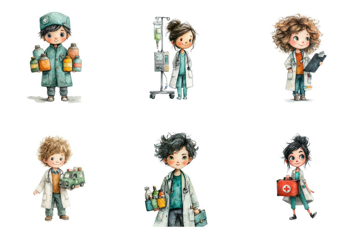 Cute Doctors Medical Clipart, a Seasonal Illustration by CreationArt (Photo 8 of 9)