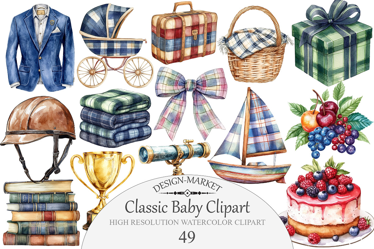 Watercolor Classic Baby Clipart, an Illustration by Design Market (Photo 1 of 5)