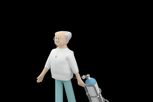 Senior male character walking, a Healthcare Illustration by Artem Varnitsin