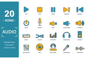 Audio Two Color Icon Set