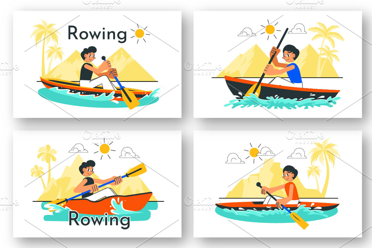 10 Rowing and Canoeing Illustration, a Sport Illustration by denayunebgt (Photo 2 of 4)