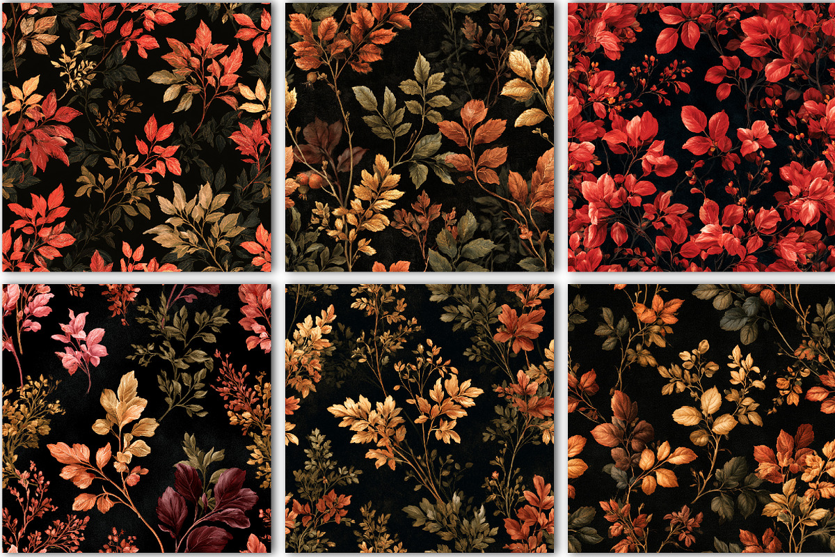 Dark Aesthetic Leaves Seamless, a Pattern Graphic by Black Bird Studio (Photo 3 of 6)