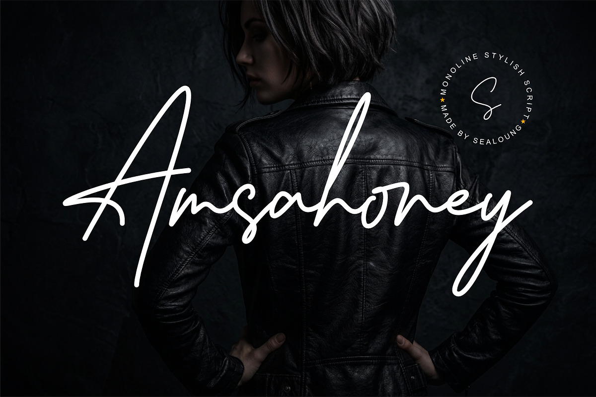 Amsahoney - Monoline Stylish Script, a Script Font by Sealoung (Photo 1 of 11)