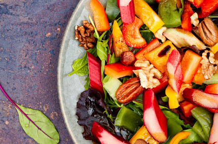 Spring salad with rhubarb, greens, a Food & Drink Photo by MLunov MLunov