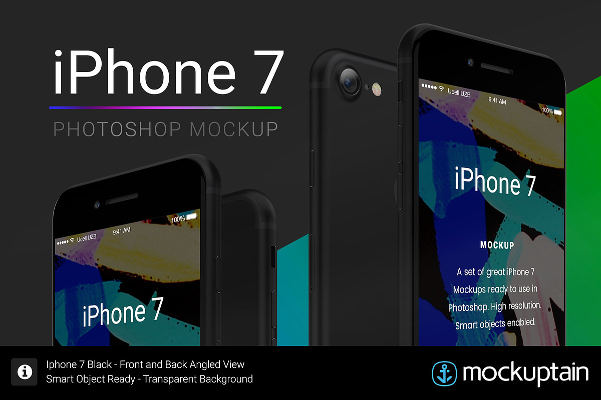 Iphone 7 Mockup Angled Black, an iPhone Mockup by mockuptain (Photo 1 of 7)