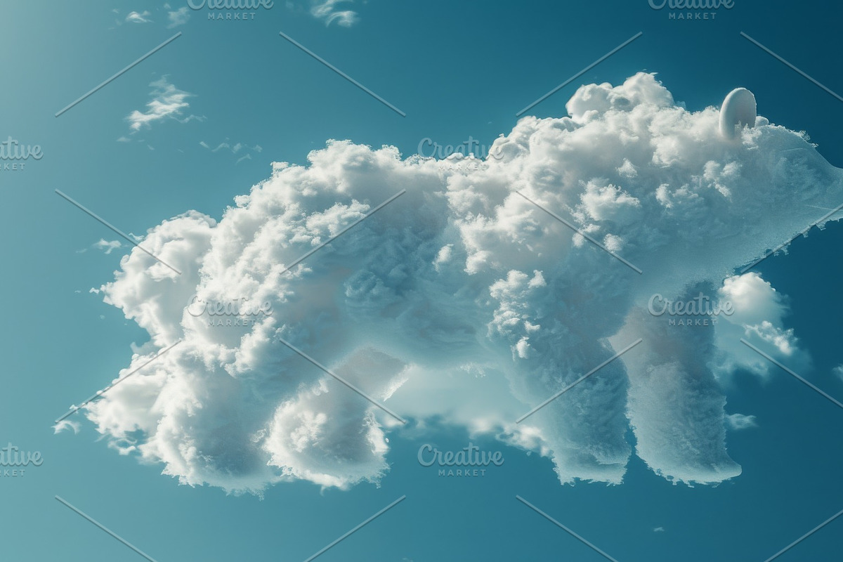 90 Clouds animals against a blue sky, an Animal Illustration by Handmadefont (Photo 10 of 64)