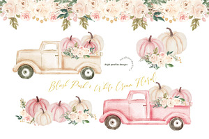 Blush Pink Pumpkin Truck Clipart