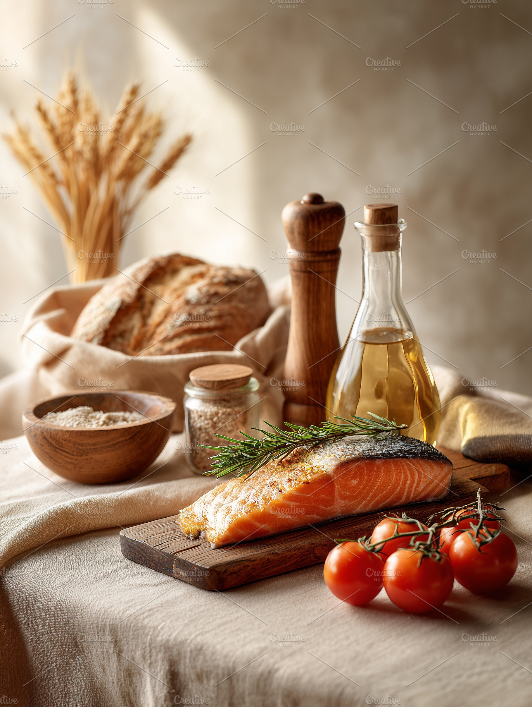 Fresh raw salmon fillet with, a Food & Drink Photo by MistyDay