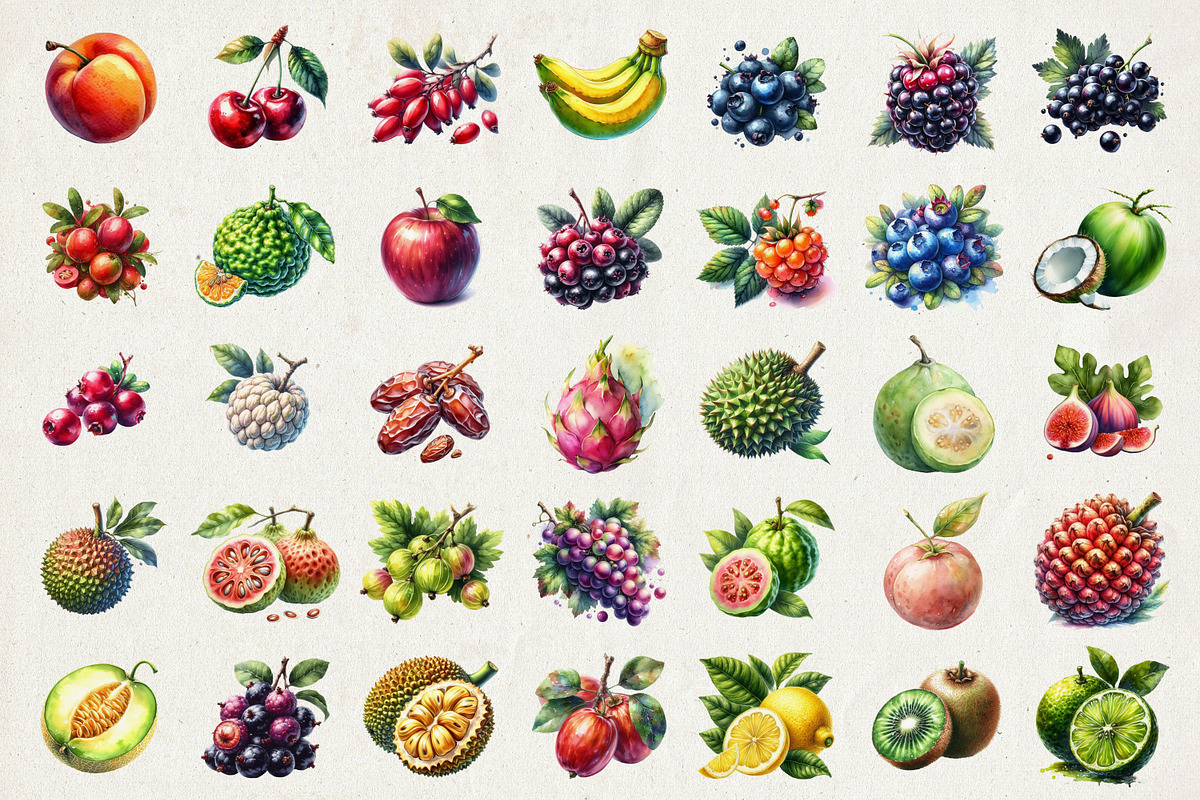 65 Watercolor Fruits Illustration, a Food Illustration by Riswan Ratta (Photo 2 of 4)