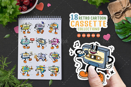 Retro Cassette Tape Cartoon