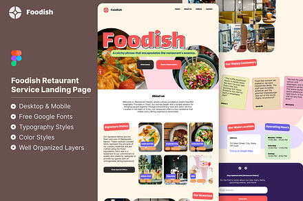 Foodish Restaurant Landing Page, a Landing Page Template by BeadyLab