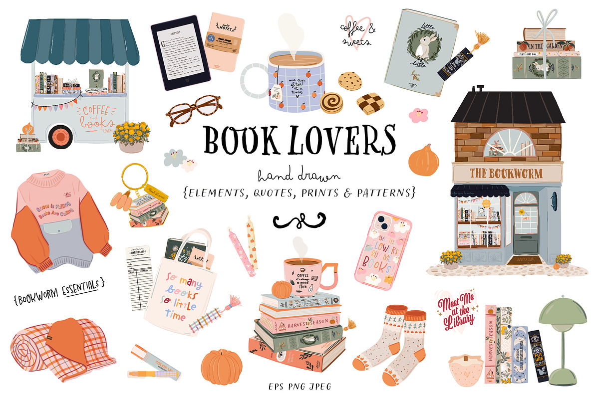 Book Lovers & Bookworms clipart, an Object Illustration by Ruslana Lubenets (Photo 1 of 15)