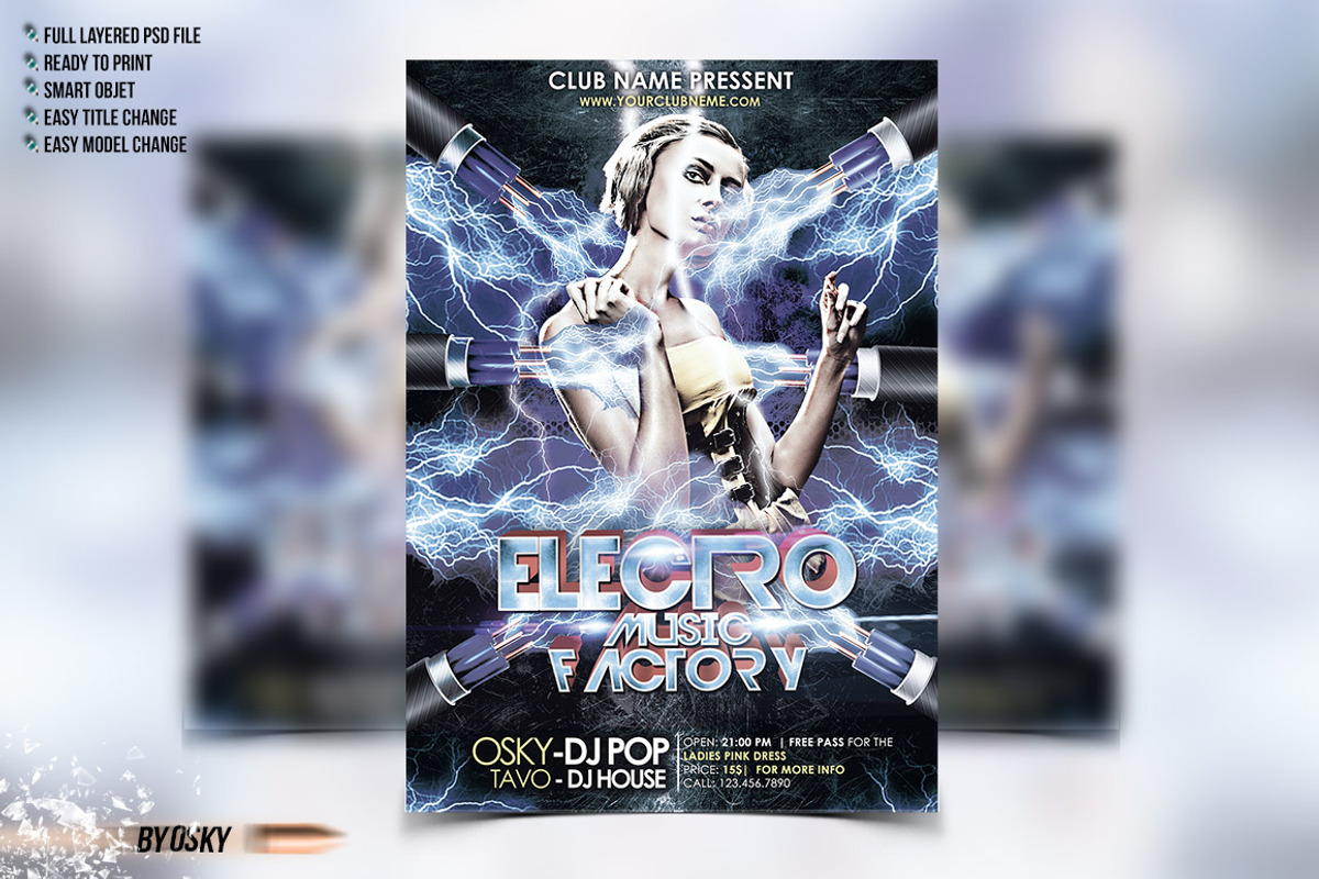 Electro Music Factory, a Flyer Template by Osky