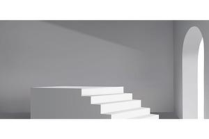 White 3D stair podium with arch, an Illustration by art PVP - market