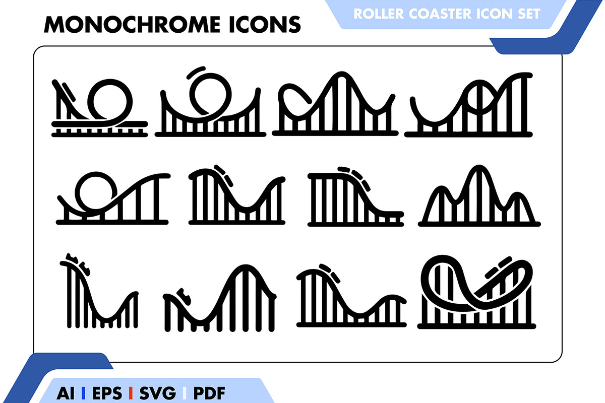 Bold Roller Coaster Icon Set, a Solid Icon by Fontmine Studio (Photo 1 of 3)