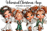 Whimsical Christmas Angel Clipart, an Illustration by DreamArtGraphic (Thumbnail 1 of 5)
