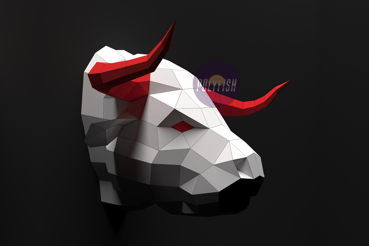 DIY Bull Head 3D model template, a Graphic by PolyFish (Photo 1 of 5)