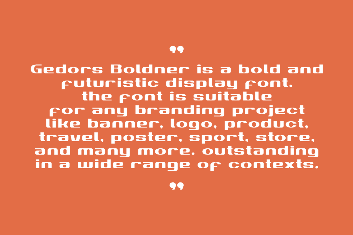 Gedors Boldner - Futuristic Font, a Sans Serif Font by QR Design Studio (Photo 8 of 12)