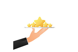 Star Rating Icon On Hand. Vector