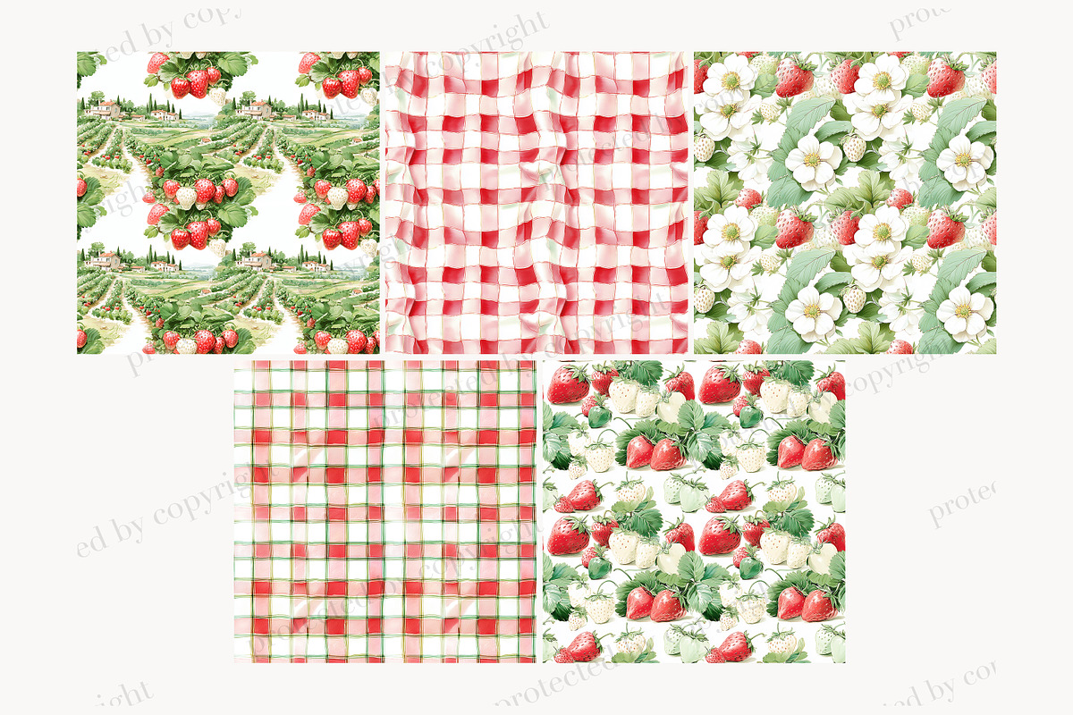 Strawberry Paper Pattern | Berries, a Pattern Graphic by GlamArtZhanna (Photo 4 of 4)