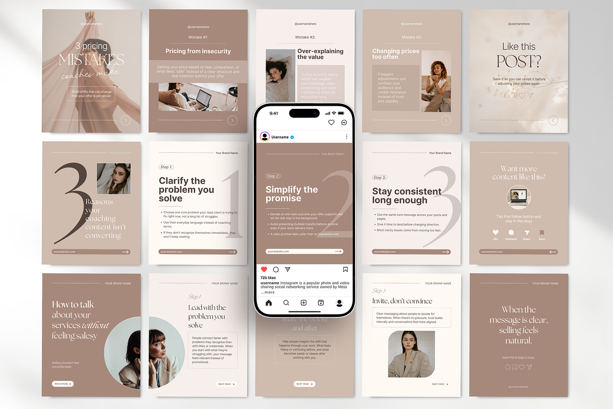 Coach Carousel Instagram Posts Beige, a Social Media Template by DigiPax (Photo 4 of 11)