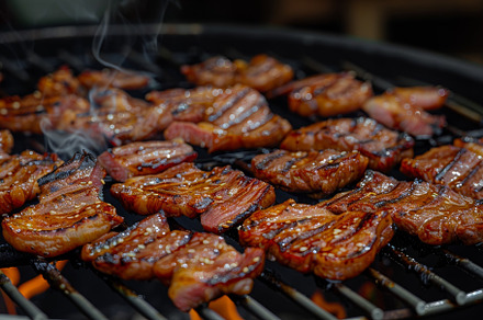 Grilling meat close up, showing sear, a Photo by Iftikhar Alam
