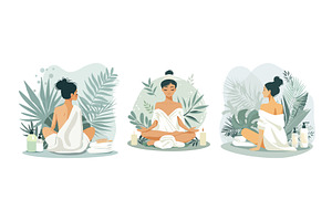 Woman spa meditation cartoon vector, a Sport Illustration by Stock-Smart-Start