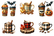 Autumn Plaid Coffee Cup Clipart, an Illustration by DreamArtGraphic (Thumbnail 2 of 4)