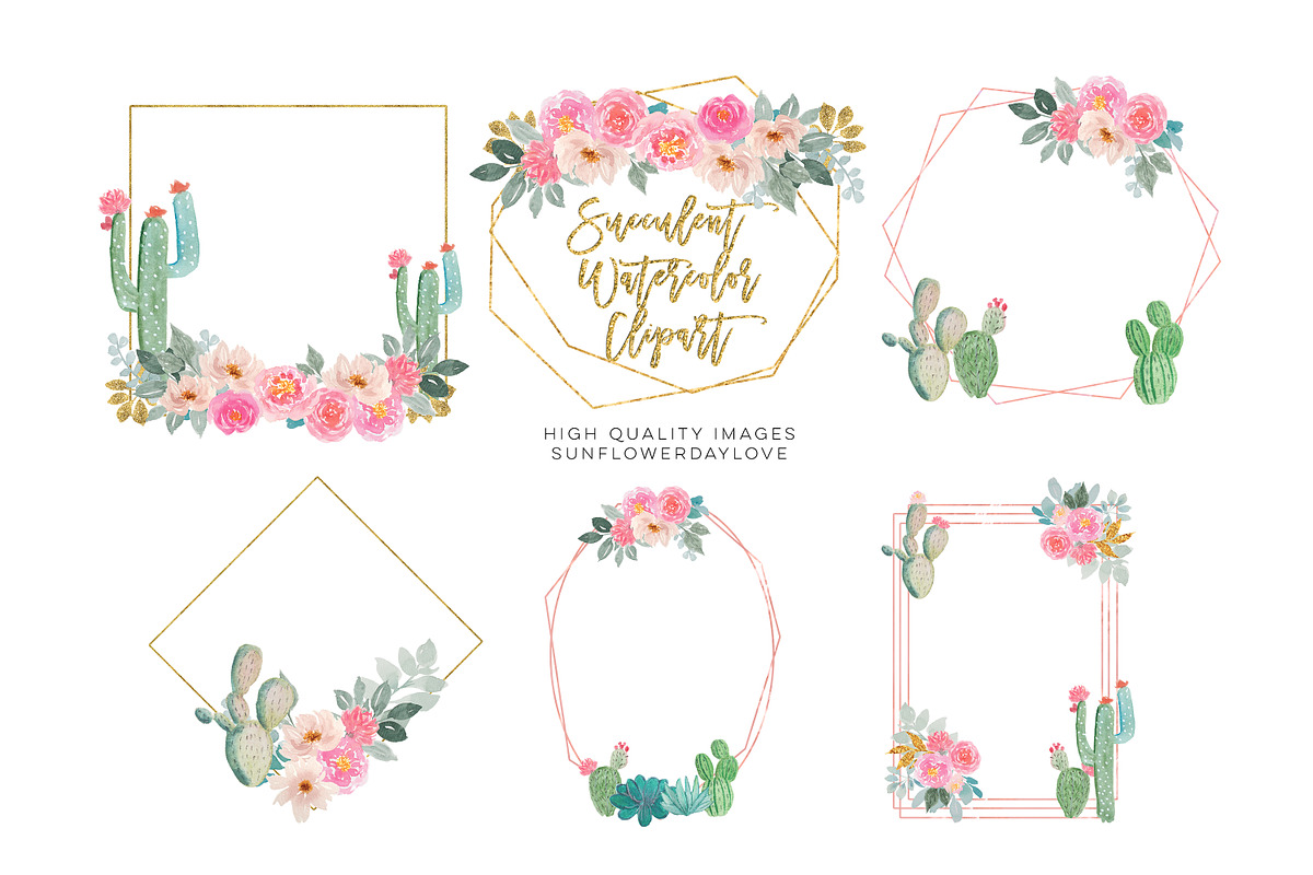 Succulent Watercolor Clipart Cactus, an Illustration by Sunflower Day Love (Photo 2 of 4)