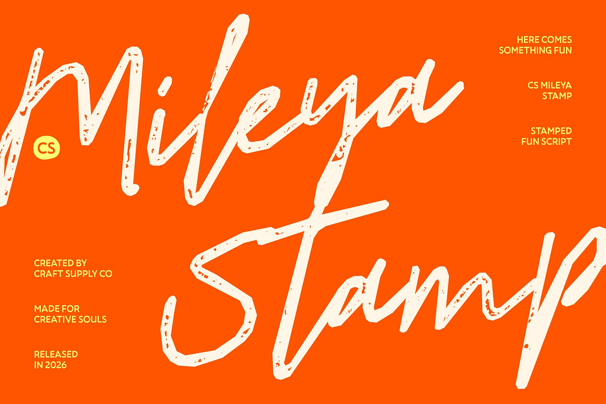 CS Mileya Stamp, a Script Font by Craft Supply Co. (Photo 1 of 8)