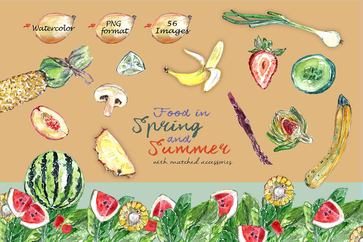 Spring & Summer Food Clipart, a Food Illustration by VianneArt (Photo 1 of 8)