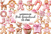 Watercolor Pink Gingerbread Clipart, an Illustration by CraftArtStudio (Thumbnail 1 of 6)
