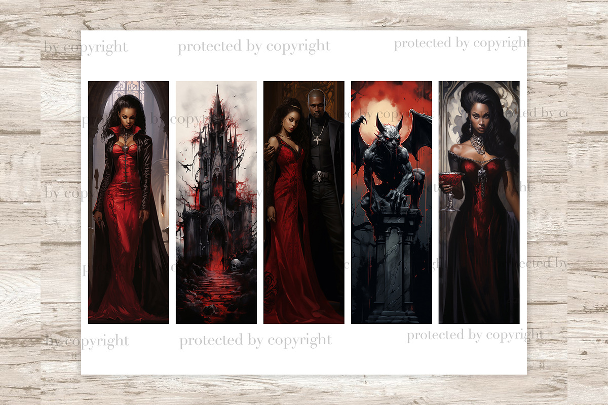 Black Skin Vampire Bookmarks, a Person Illustration by GlamArtZhanna (Photo 2 of 3)