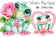 Valentine Frog Clipart PNG Bundle, a Seasonal Illustration by SVGArt (Thumbnail 1 of 5)