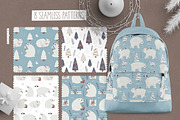 Winter Polar Bear Clipart & Patterns, a Seasonal Illustration by Ejevyaka (Thumbnail 5 of 10)