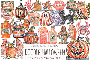 Doodle Halloween Sublimation Clipart, an Illustration by OK Design