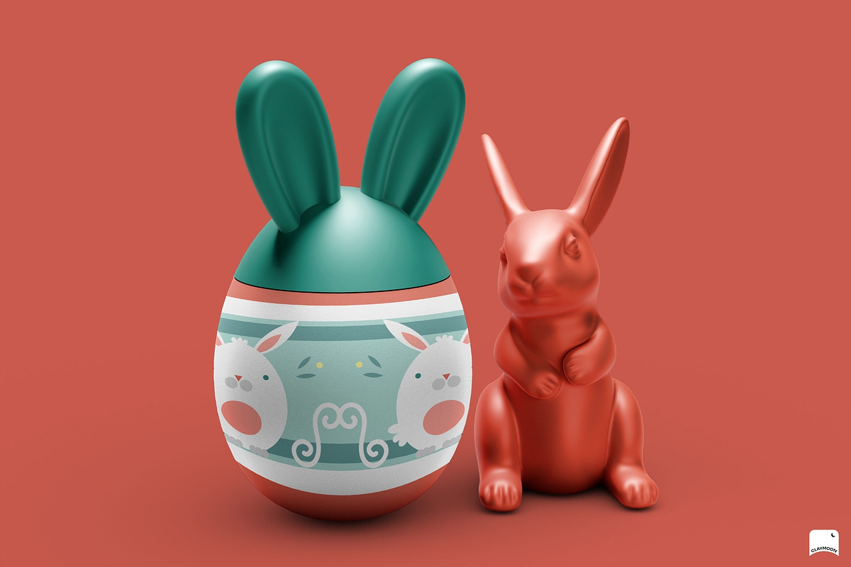 Easter Egg Mockup Bunny Edition, a Mockup by Claymoon Lab (Photo 2 of 7)