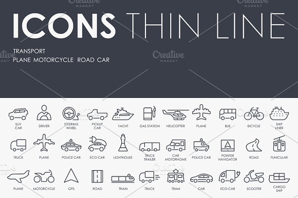 Transport Thinline Icons