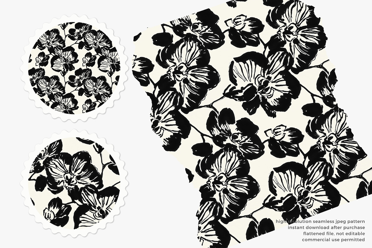 monochrome orchid seamless pattern, a Pattern Graphic by Pink Studio Art (Photo 2 of 4)