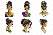 Mardi Gras Mama Messy Bun PNG, an Illustration by Black Bird Studio (Thumbnail 3 of 6)
