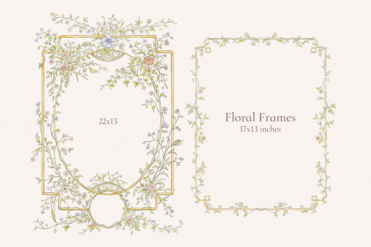 Floral Charme Vintage floral clipart, a Decorative Illustration by Ekaproeka (Photo 3 of 6)