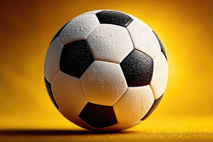 Wet Soccer Ball on Bright Orange Studio Background with Commerci, a Sports & Recreation Photo by José Manuel Gelpi