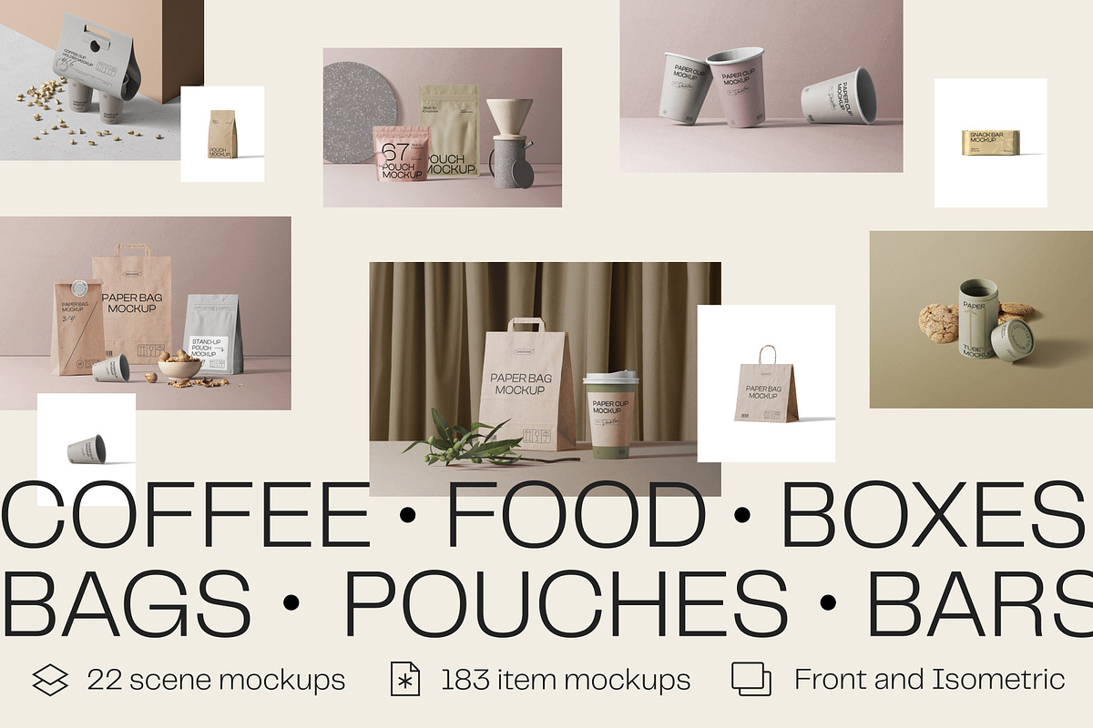 Mockup packaging set - part 1, a Cups & Container Mockup by Creatoom (Photo 2 of 11)