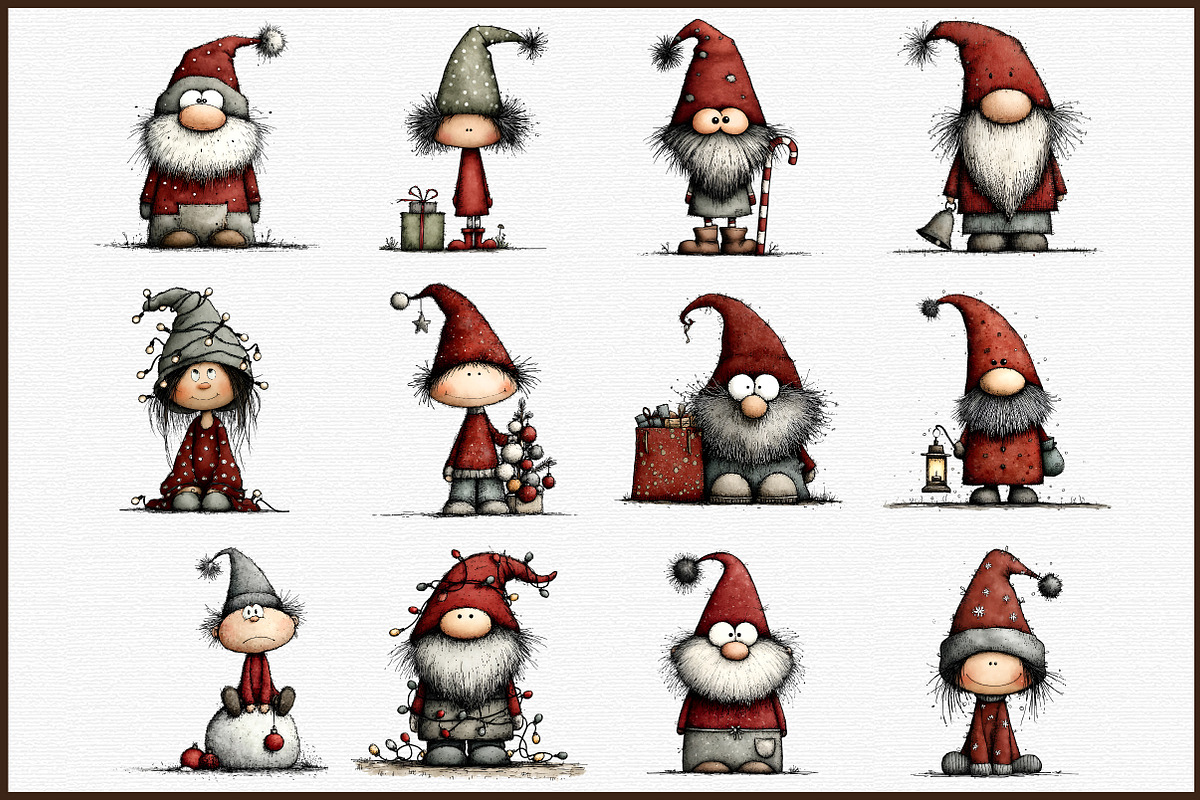 Whimsical Christmas Gnomes Clipart, an Illustration by Sublimation Artist (Photo 3 of 6)