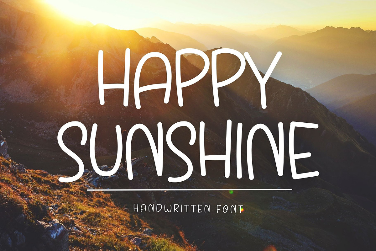Happy Sunshine is a handwritten font, a Handwritten Font by Brown Cupple (Photo 1 of 6)