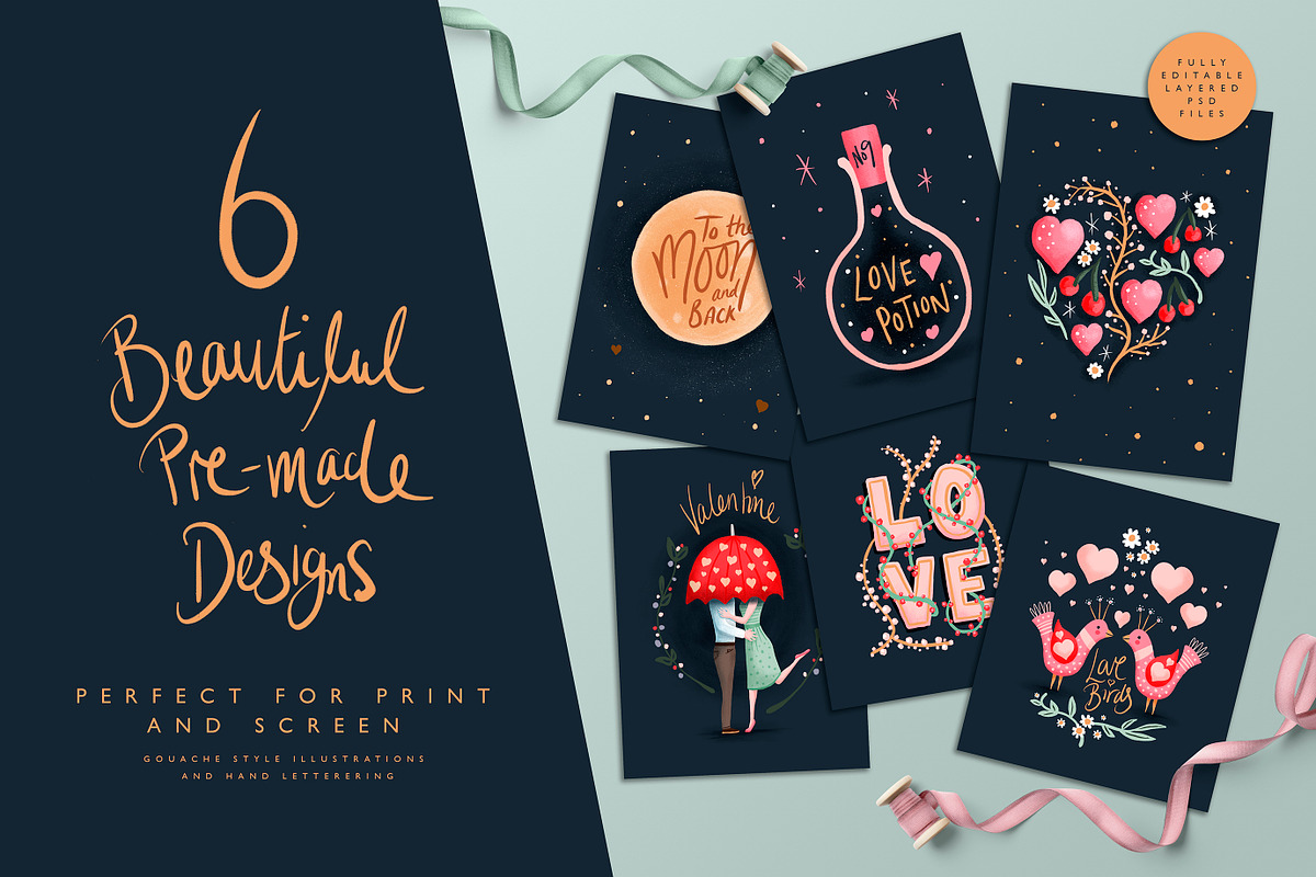 Love Story Gouache Illustration Pack, an Illustration by Laura Ingham (Photo 2 of 14)